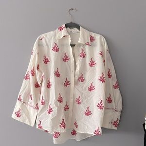 Zara floral linen blouse